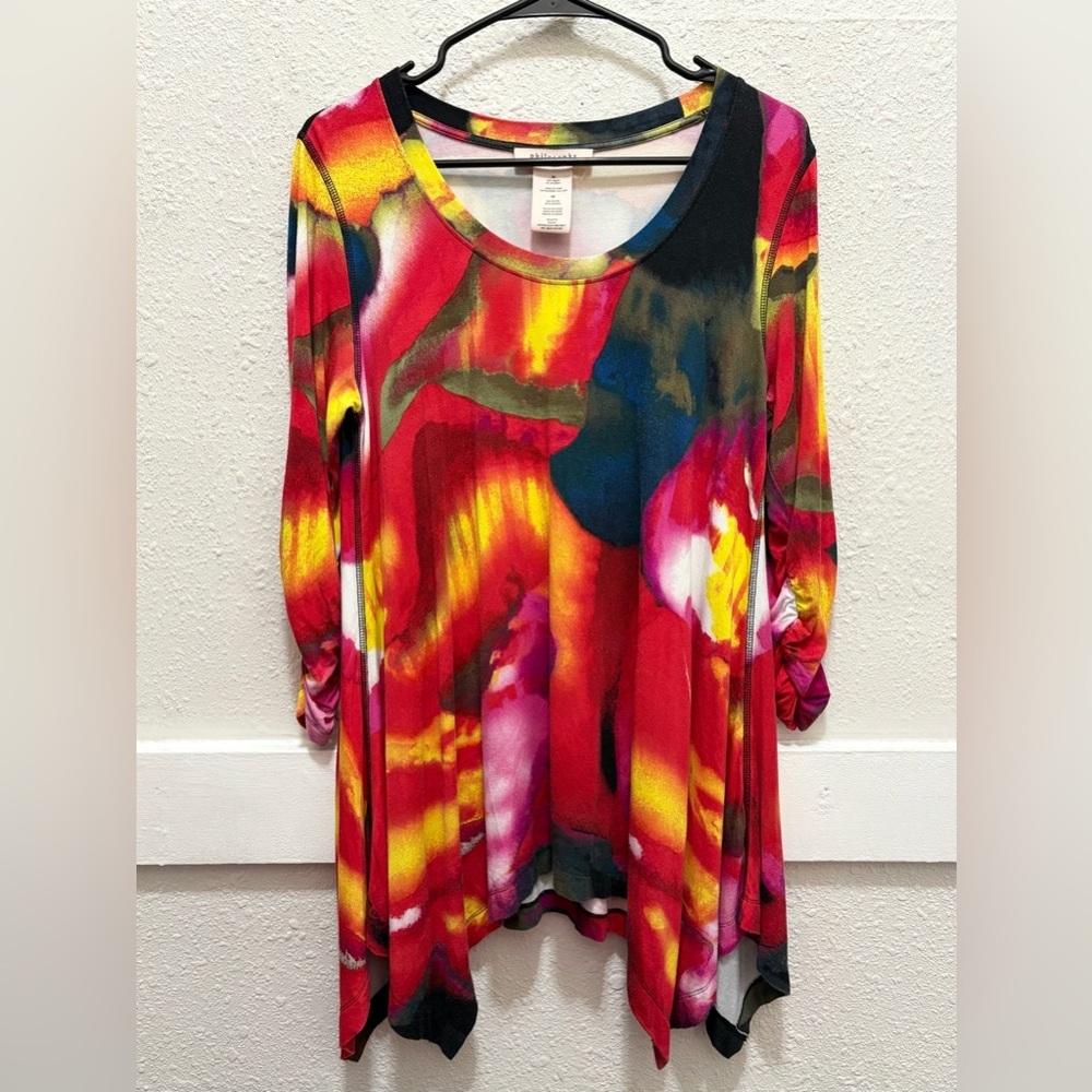 Philosophy Colorful Handkerchief Hem Top Size M